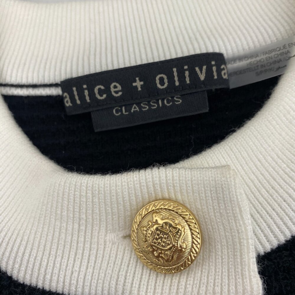 Alice + Olivia Claira Black/Soft White Cardigan Small - Picture 9 of 12